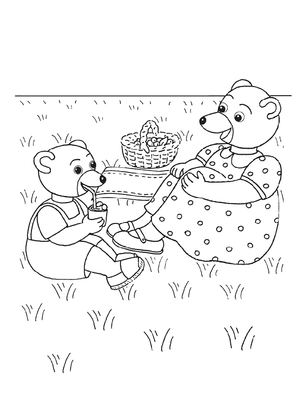 disegni da colorare orsacchiotto prepara pic nic per la mamma