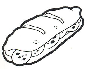 disegni da colorare panino al salame per bambini