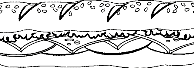 disegni da colorare panino al sesamo con formaggio