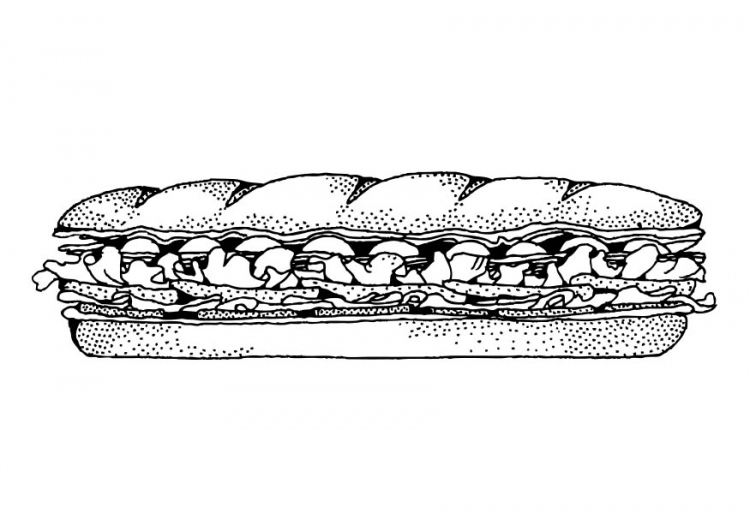 disegni da colorare panino baguette farcito
