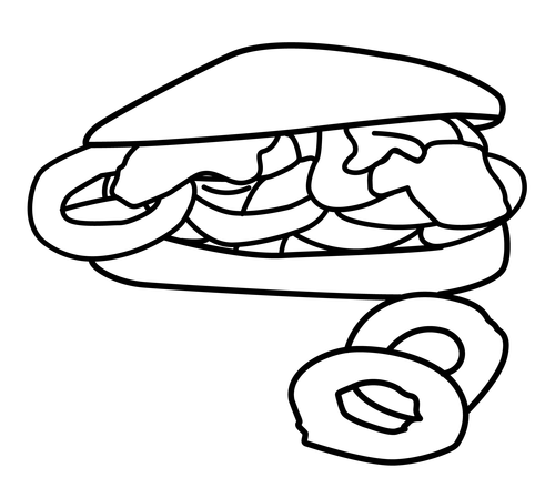 disegni da colorare panino con anelli di cipolla
