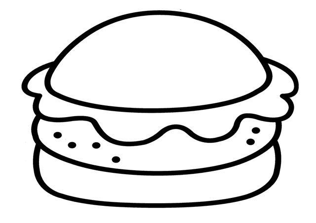 disegni da colorare panino con formaggio e insalata