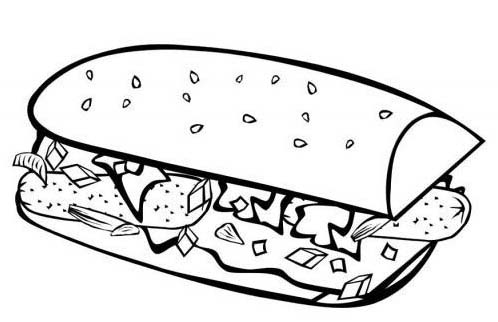 disegni da colorare panino con wurstel e formaggio