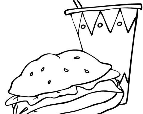 disegni da colorare panino e bibita
