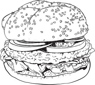 disegni da colorare panino hamburger bacon