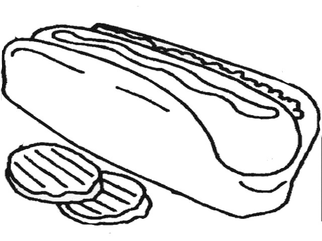 disegni da colorare panino hot dog con cetriolini