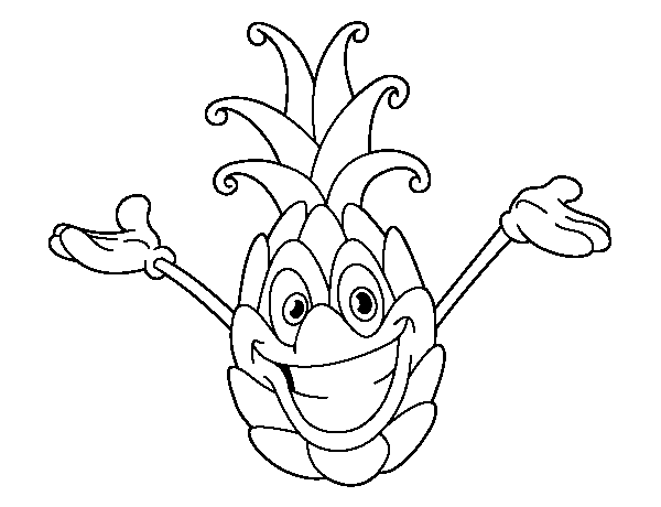 disegni da colorare per bambini ananas che sorride