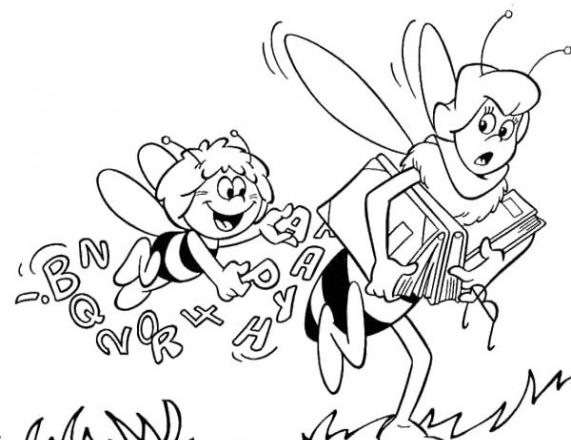 disegni da colorare per bambini ape maia a scuola