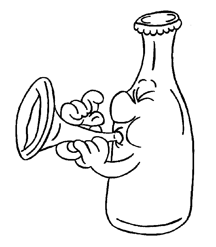 disegni da colorare per bambini bottiglia con tromba