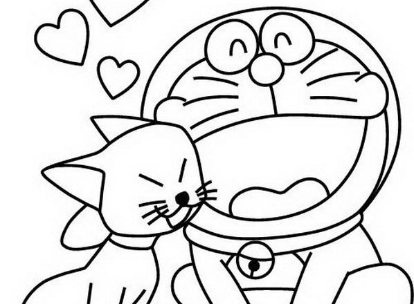 disegni da colorare per bambini doraemon con gattino gratis