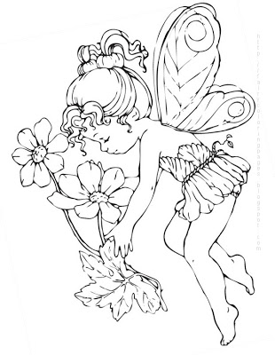 disegni da colorare per bambini fatina con fiorellino