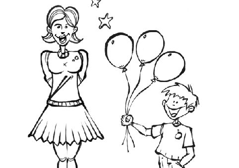 disegni da colorare per bambini festa della donna con palloncini
