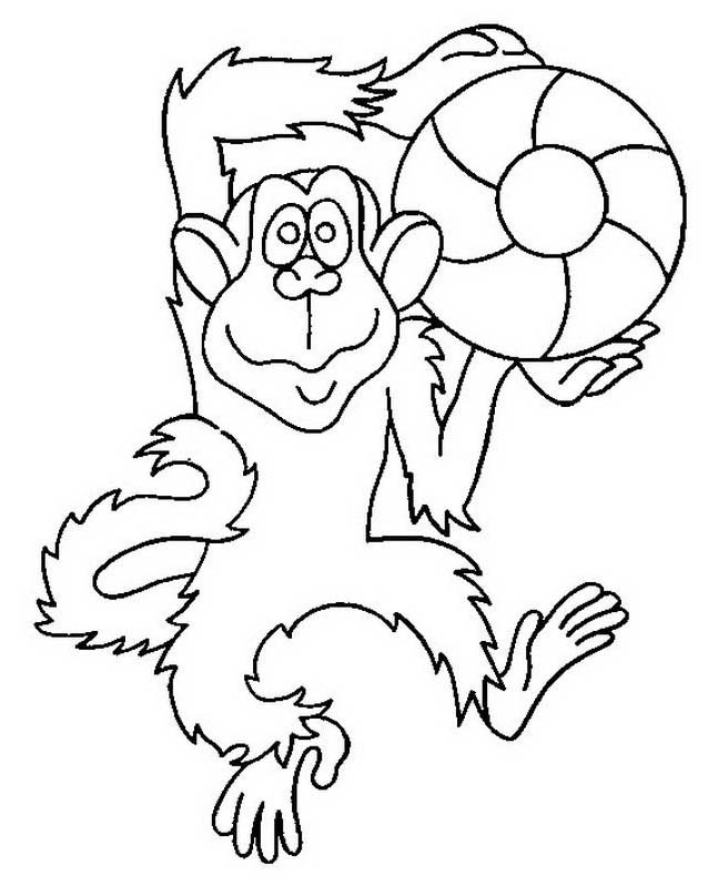 disegni da colorare per bambini scimmia con pallone