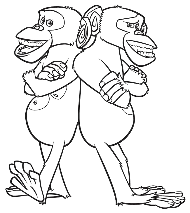 disegni da colorare per bambini scimmie gemelle