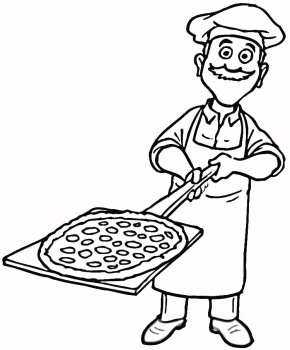 disegni da colorare pizzaiolo con pizza