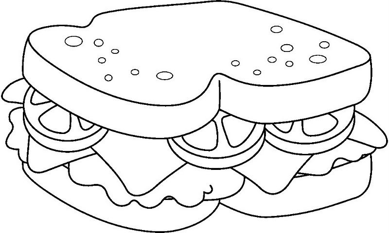 disegni da colorare sandwich formaggio e pomodoro
