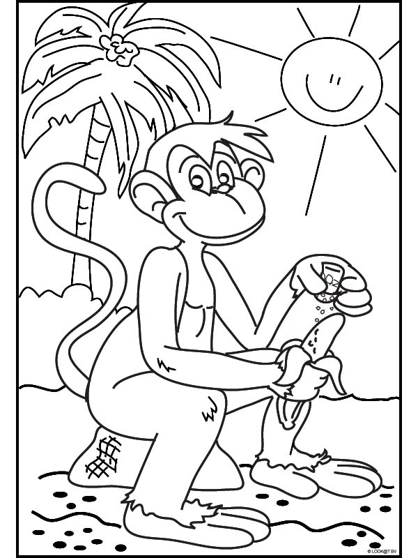 disegni da colorare scimmia per bambini