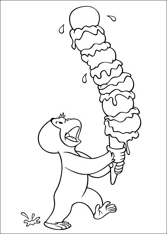 disegni da colorare scimmietta mangia gelato