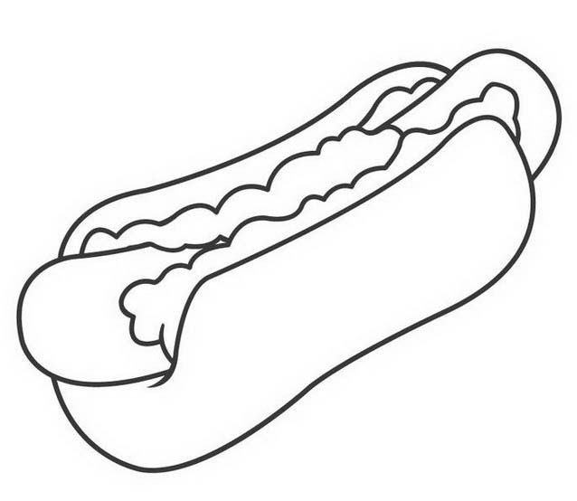 disegni da colorare semplice panino hotdog