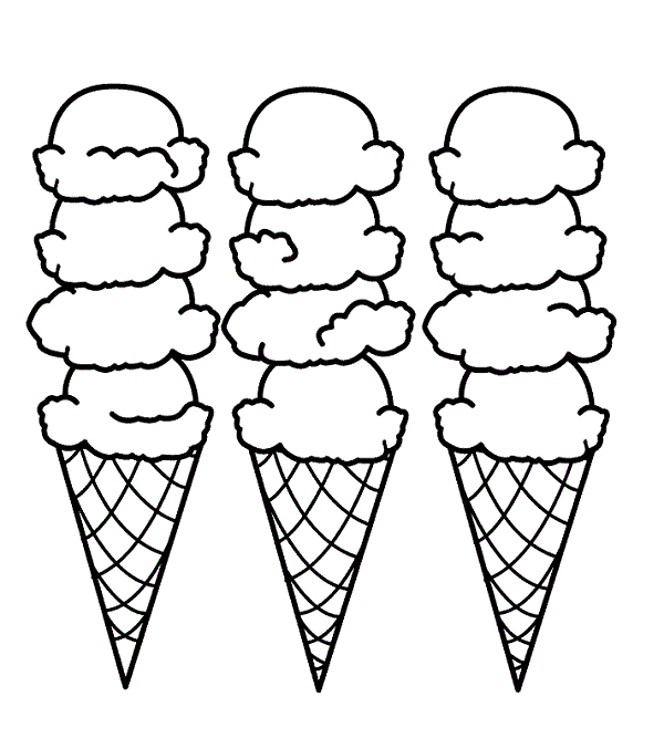 disegni da colorare tre coni gelato