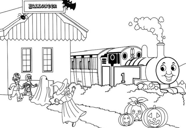 disegni da colorare trenino thomas halloween