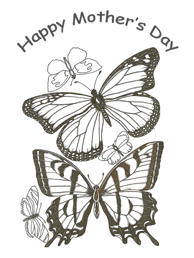 disegni per bambini biglietto auguri festa della mamma con farfalle