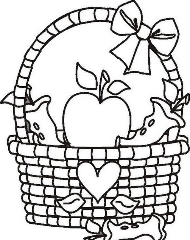 disegni per bambini cesto mele da colorare