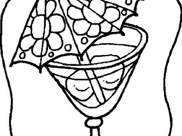 disegni per bambini cocktail con ombrellino fiori