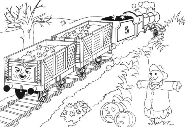 disegni per bambini da colorare james e thomas il trenino