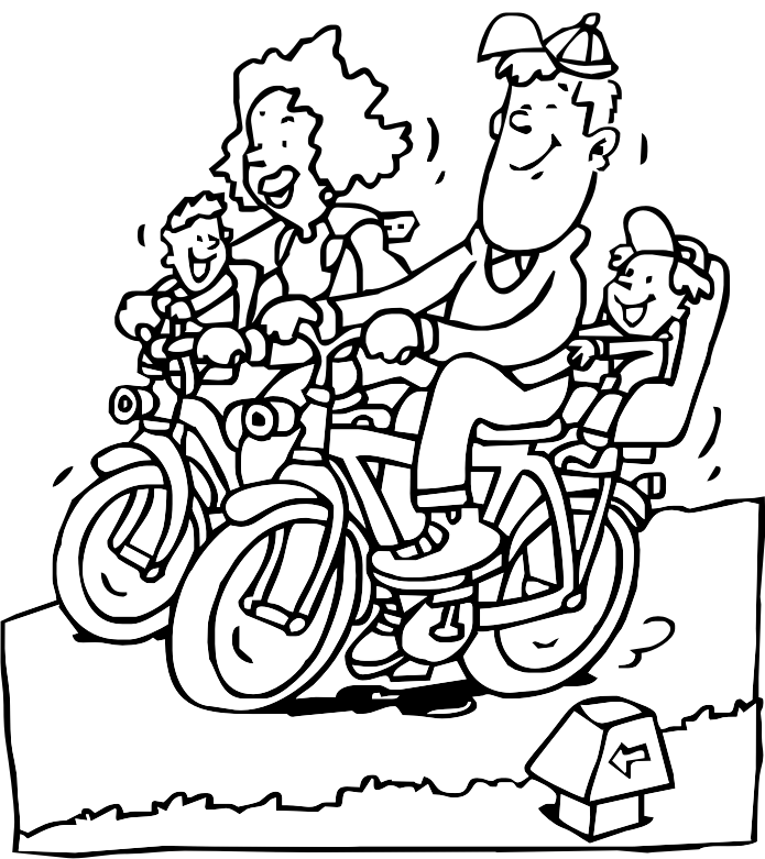disegni per bambini dolce papà in bicicletta con il bimbo