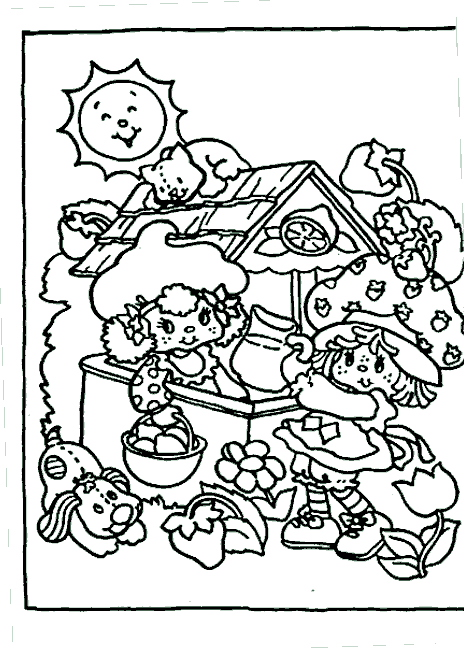 disegni per bambini fragolina dolcecuore nel suo giardino con le amiche