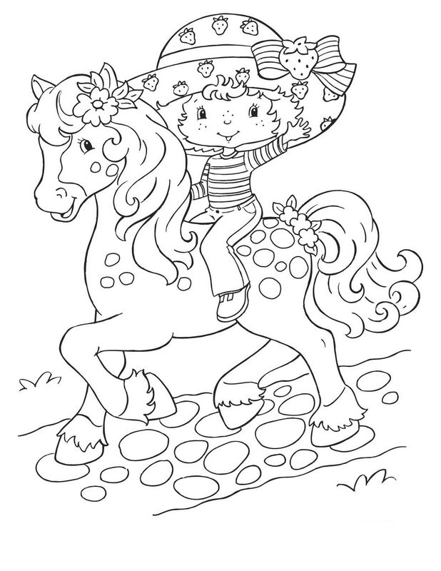 disegni per bambini fragolina dolcecuore sul cavallo