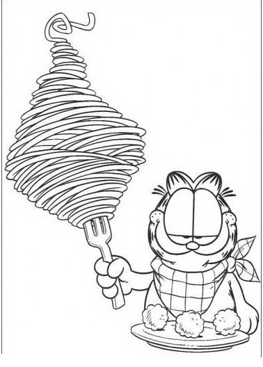 disegni per bambini garfield mangia spaghetti
