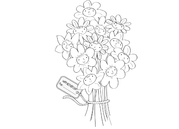 disegni per bambini mazzo di fiori per la mamma