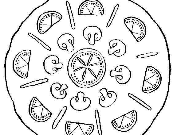 disegni per bambini pizza capricciosa da colorare