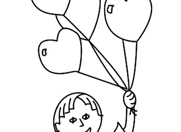 disegno bambino con palloncini per la festa della mamma
