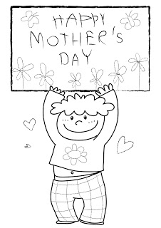 disegno bimbo con cartello festa della mamma