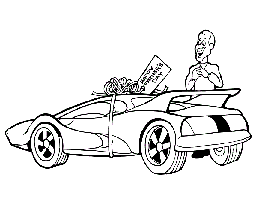disegno da colorare festa del papà con macchina