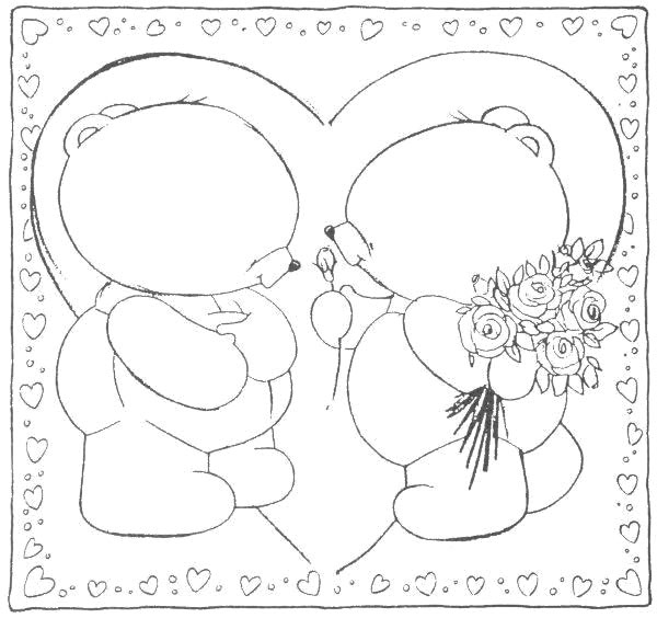 disegno da colorare orsetto regala fiori alla mamma