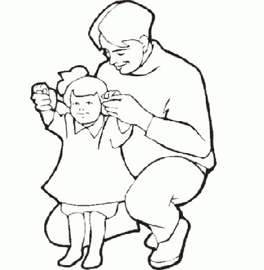disegno da colorare per bambini papà con il suo bambino