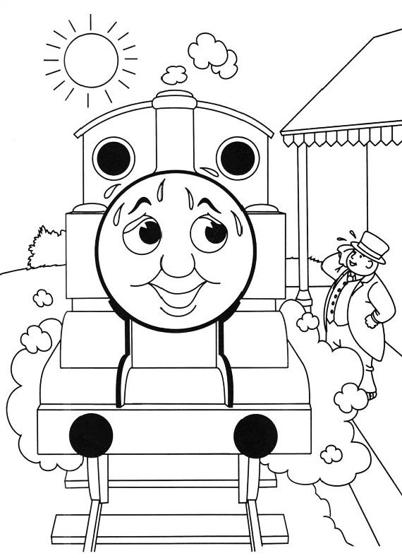 disegno da colorare per bambini thomas il trenino sudato
