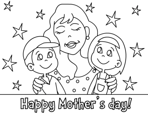 disegno felice festa della mamma con bambini