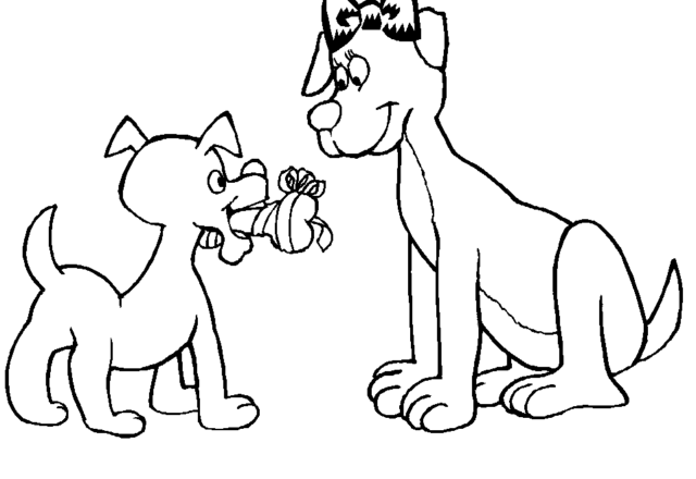 disegno per bambini cagnolino regala osso alla sua mamma