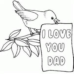 disegno ti voglio bene papà con uccellino su ramo da colorare