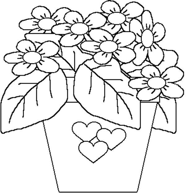 disegno vaso di fiori per la festa della mamma da colorare