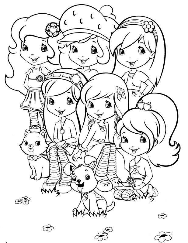 fragolina dolcecuore e i suoi amici disegno da colorare gratis per bambini