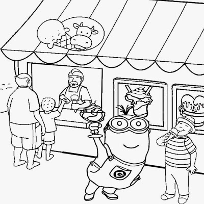 minion compra il gelato disegni da colorare per bambini