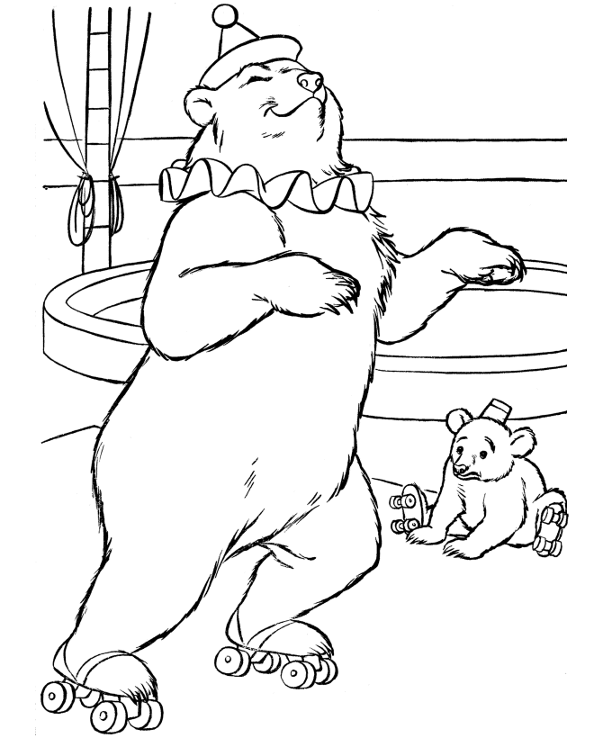 orso su pattini circo disegni da colorare gratis per bambini