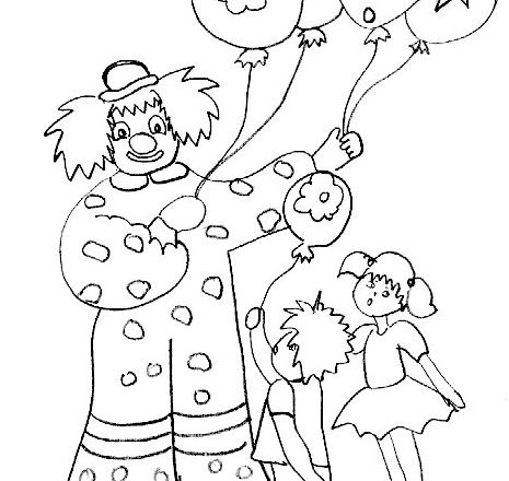 pagliaccio con bimbi al circo disegni da colorare gratis per bambini