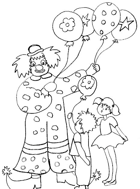 pagliaccio con bimbi al circo disegni da colorare gratis per bambini